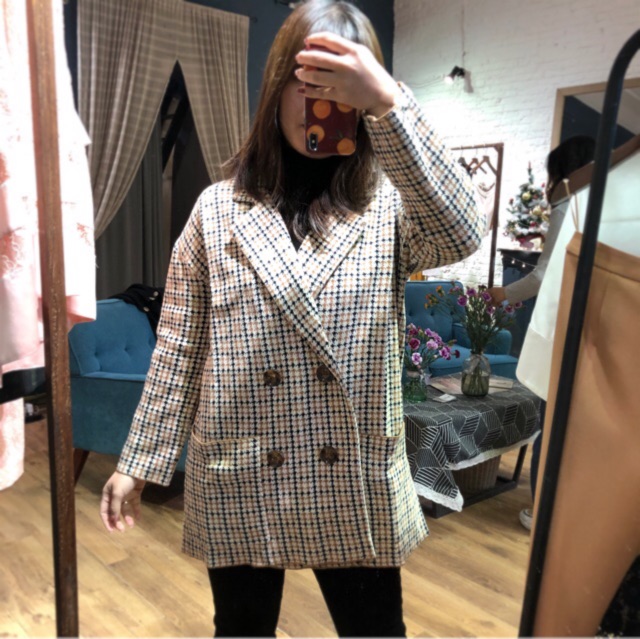 Áo khoác blazer len mẫu Zara siêu hot kèm ảnh thật