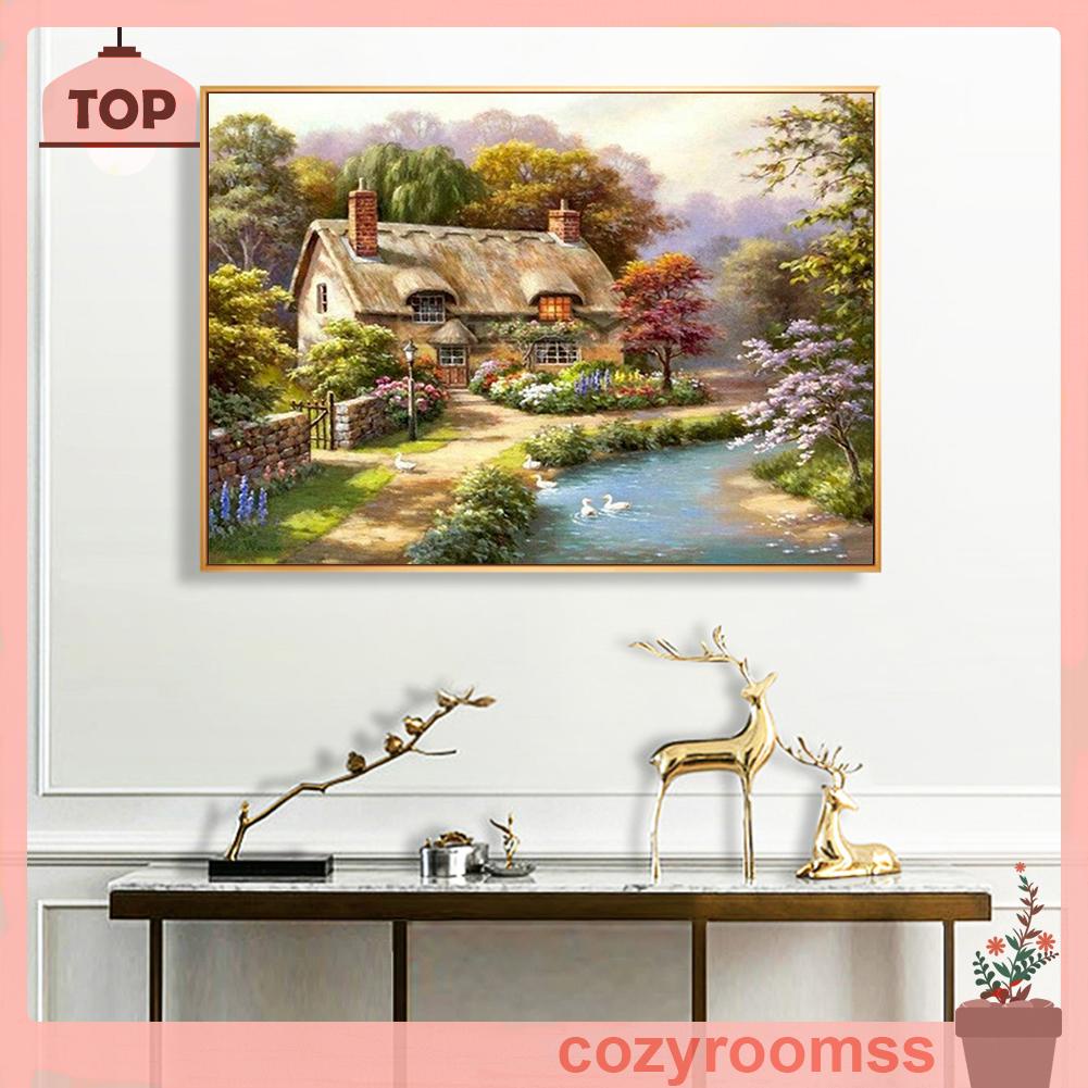 Bộ tranh thêu chữ thập DIY 11CT toàn bộ hình ngôi nhà dành cho trang trí