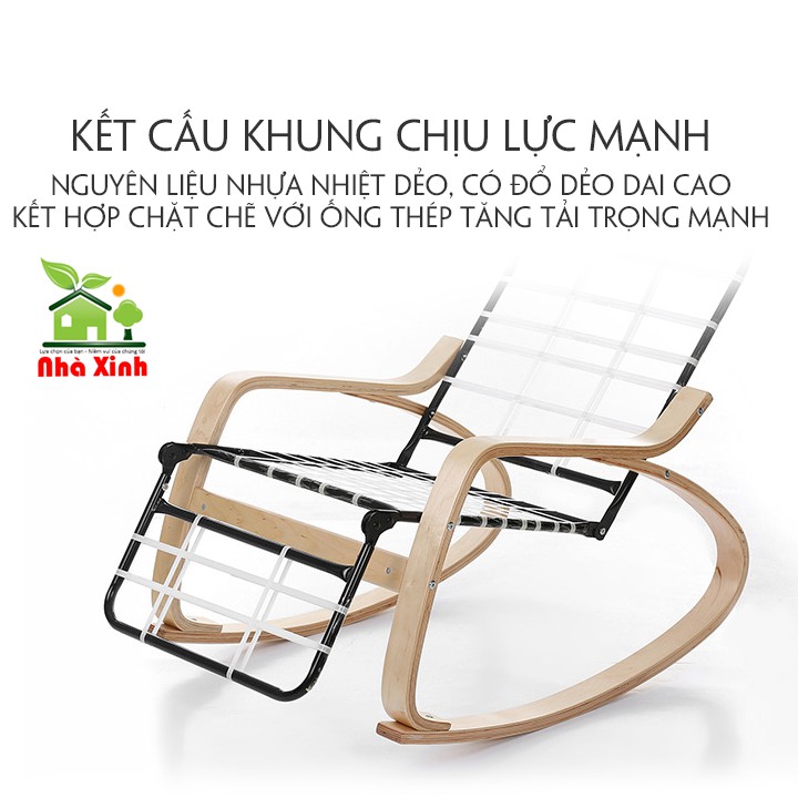 ( RẺ VÔ ĐỊCH) Ghế Poang -Ghế bập bênh Thư giãn phong cách cổ xưa cho người trung tuổi cao cấp KT 87 x 120 x 66 cm(3 màu)