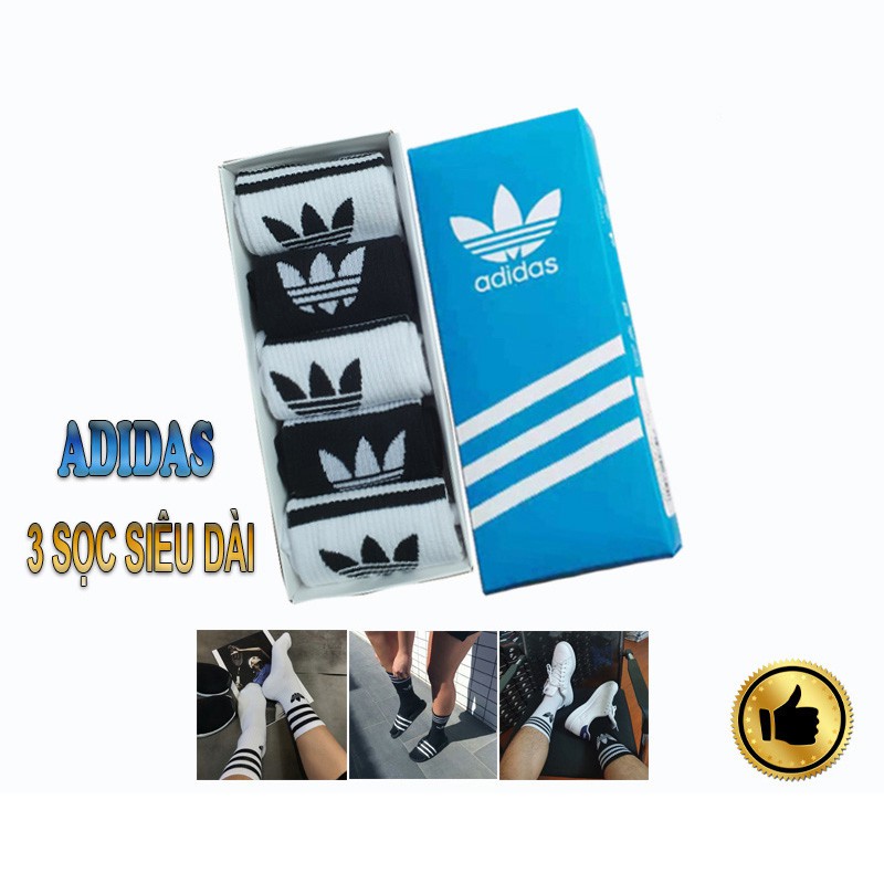 Combo Tất Vớ Adidas Cổ Cao 3 Sọc Fullbox Cao Cấp Hàng xuất dư Dệt tỉ mỉ Logo sắc nét Hộp quà tặng PHỤ KIỆN DRAMA MS007