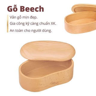  Hộp gỗ đa năng đựng trang sức mỹ phẩm bằng gỗ hình hạt đậu hộp đựng cơm bento - Giba 