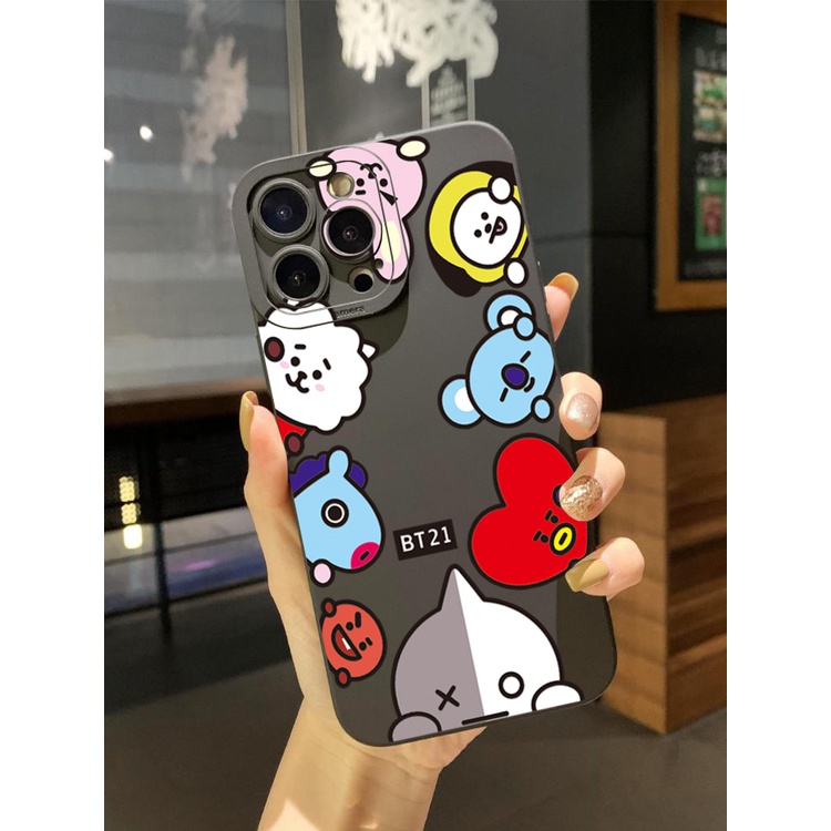 Ốp Điện Thoại Viền Vuông In Hoạt Hình BT21 Cho OPPO A16 A15 A16E A16k A95 Reno6 Z 5G A94 A54 A74 4G A53 A76 A96 4G A12 A5S A7