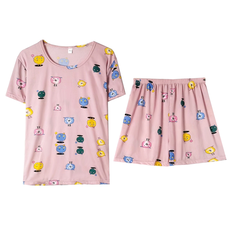 xiaohan korea summer short sleeve sleepwear sleeping wear female print loose Large size round neck nightwear sets women terno pajama | BigBuy360 - bigbuy360.vn