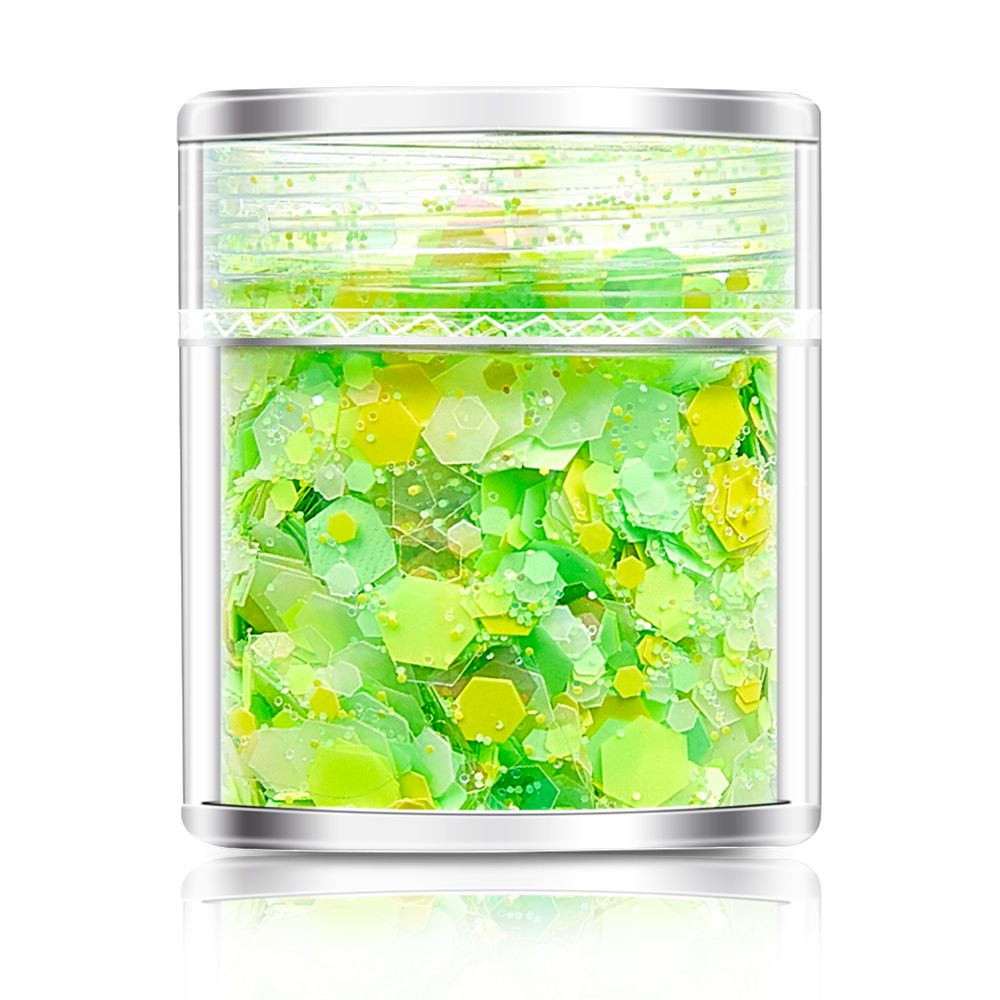 1 Hộp Bột Kim Tuyến Neon Hình Lục Giác Màu Neon Làm Móng Nghệ Thuật Thời Trang