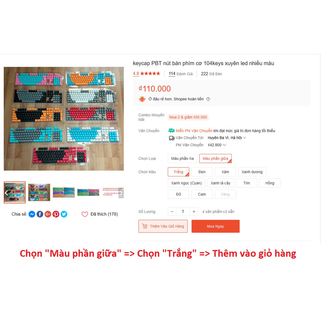 keycap PBT nút bàn phím cơ xuyên led nhiều màu | BigBuy360 - bigbuy360.vn