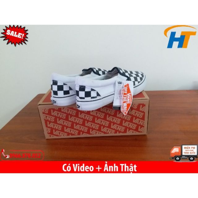 ⚡[Freeship đơn hàng từ 99k] Giày Vans lười caro đen trắng | BigBuy360 - bigbuy360.vn