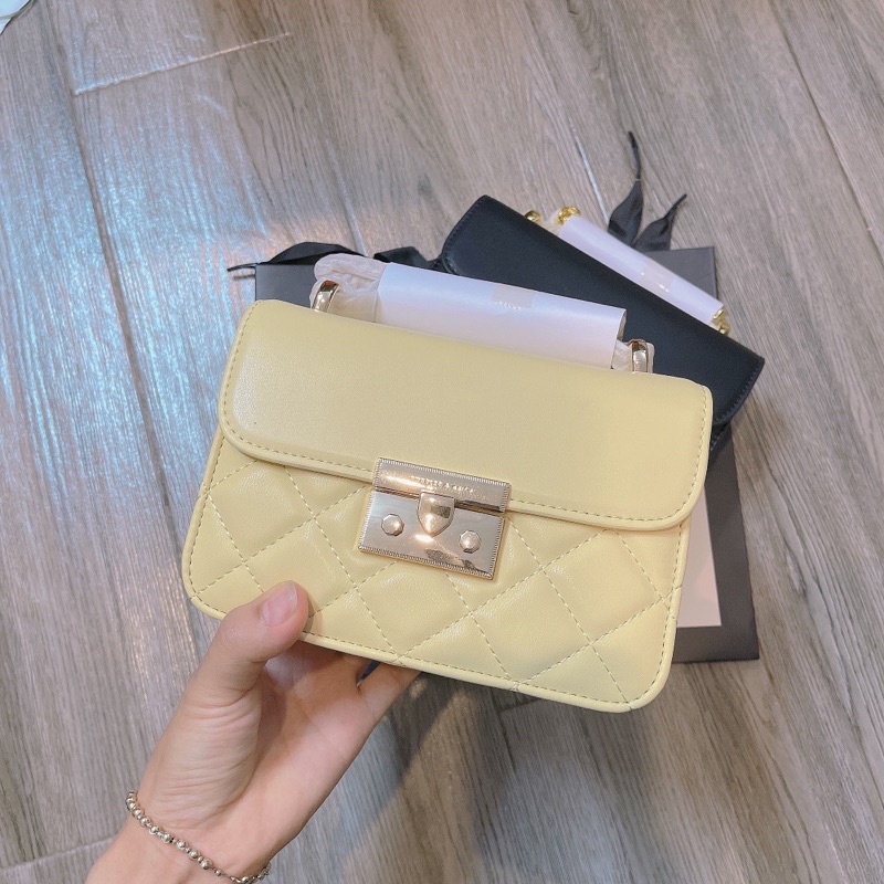 Túi CK Ô Trám Khoá Miu Size 18 dây xích Đeo chéo kèm túi vải