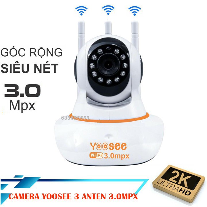 Camera IP Wifi Robo YOOSEE 3.0 3 Anten trong nhà kèm thẻ nhớ lữu trữ 64GB bảo hành 6 tháng 1 đổi 1