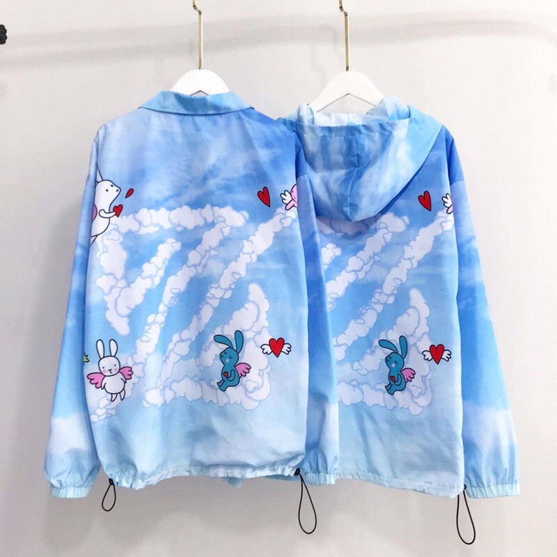 Áo Jacket Dù 3D Nút Bấm The Zed Pastel Icon Dây Rút Ảnh Thật