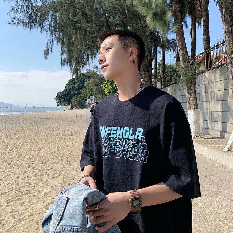 Áo Thun Nam Ngắn Tay Dáng Rộng Thời Trang Phong Cách Hàn Với 6 Màu Tùy Chọn