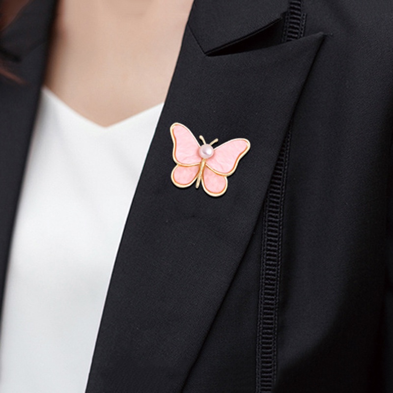 Ghim Cài Áo Hình Bướm Đính Ngọc Trai Nhân Tạo Thời Trang