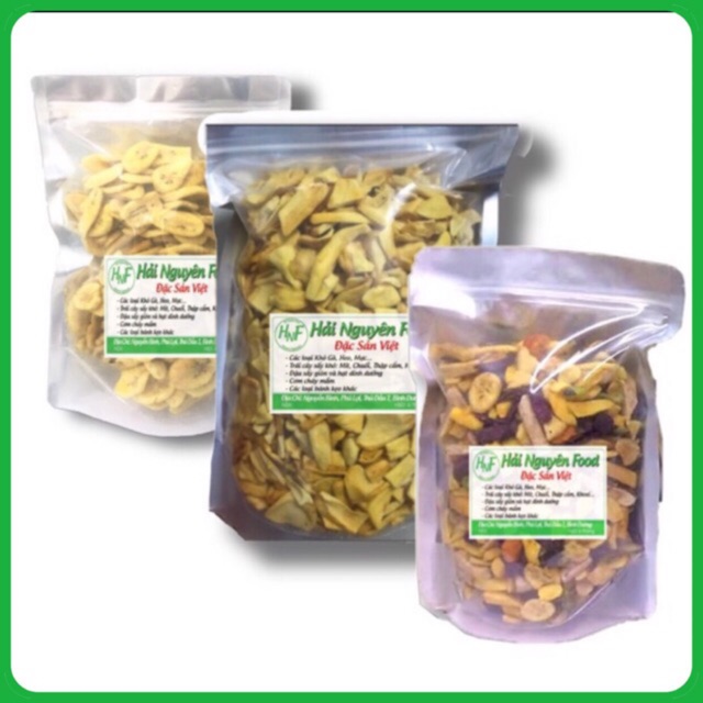 0.5kg mít vụn, thập cẩm vụn, chuối nguyên zip bạc