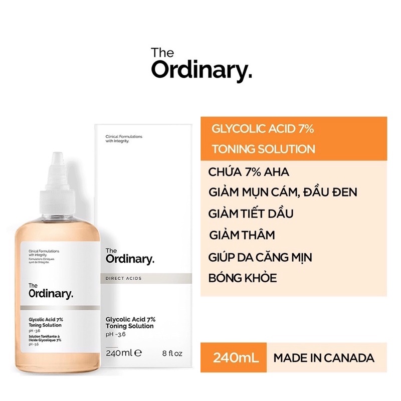 Toner Tẩy Da Chết Hoá Học The Ordinary Glycolic Acid 240ml