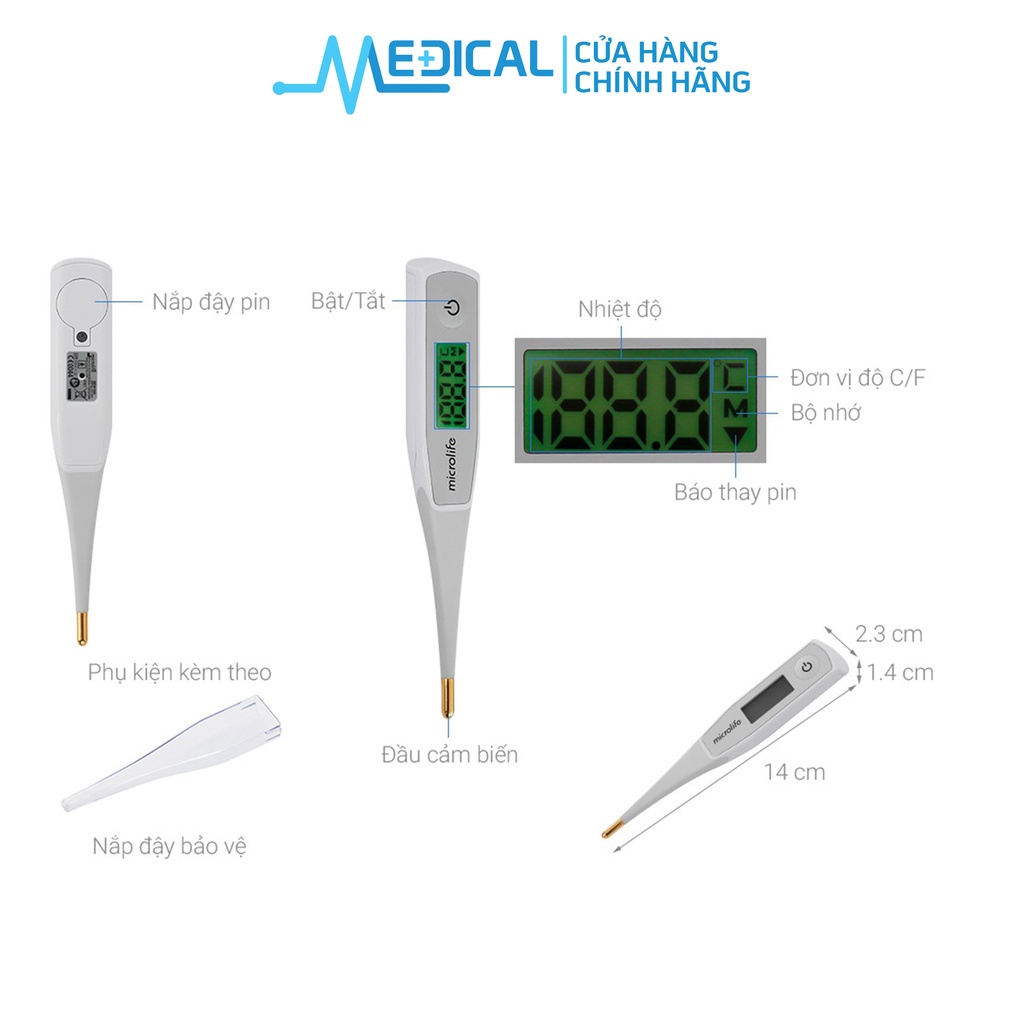 Nhiệt kế điện tử dạng bút MICROLIFE MT550 đo nhanh, an toàn và chính xác - MEDICAL