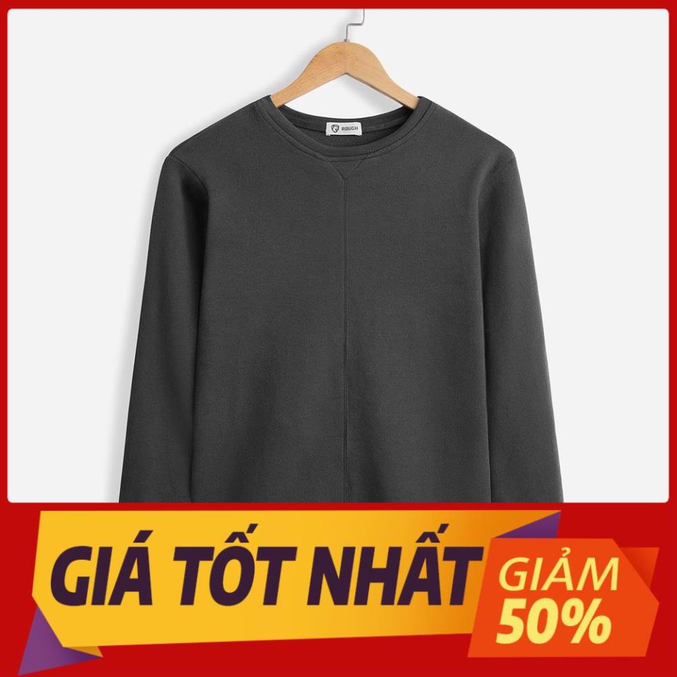 SALE Áo Nỉ Nam Cổ Tròn Dài Tay ROUGH Chất Nỉ Lông Cao Cấp, 5 Màu Đa Dạng