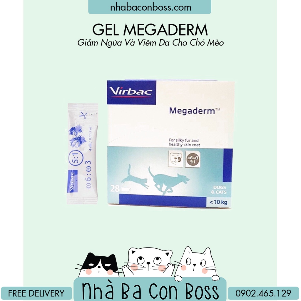 Gel MEGADERM - Giúp Mượt Lông, Giảm Ngứa Và Viêm Da Cho Chó Mèo