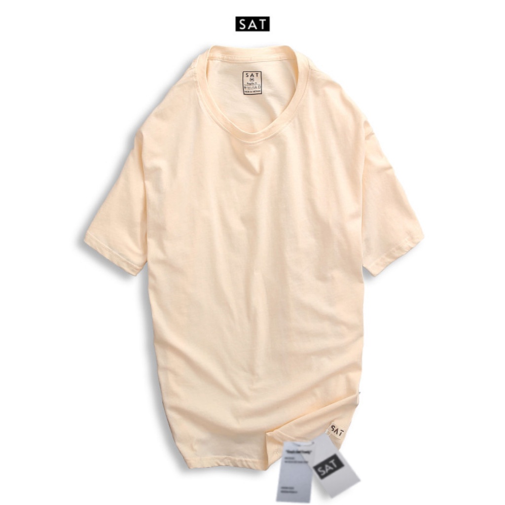 Áo thun trơn, T'shirt Basic cổ tròn SAT TS-03 unisex, vải cotton mềm mịn, dày dặn, trẻ trung chuẩn form