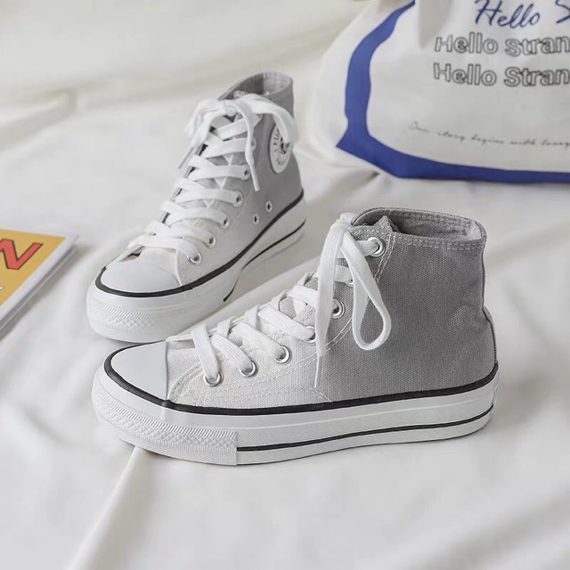 Giày thể thao, giày sneaker đế bằng cổ cao loang màu phong cách Hàn Quốc năng động