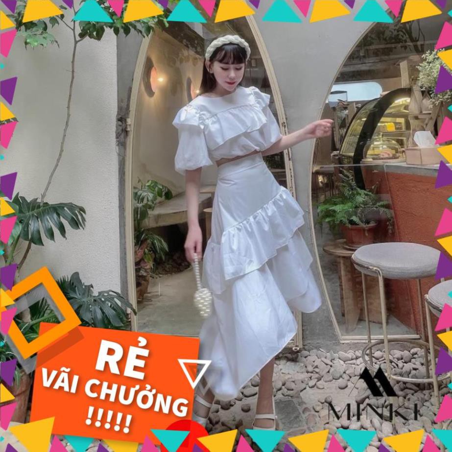 [SALE_SỐC_45%] SET ÁO TẦNG CHÂN VÁY XÉO - Chất liệu Kaki Cotton nhập khẩu - Hai màu Nâu tây/ Trắng - [THIẾT KẾ] [HOT] | BigBuy360 - bigbuy360.vn