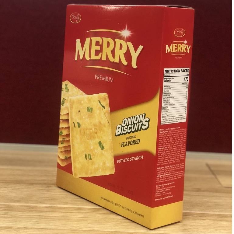 [NEW] Bánh quy Richy Merry hành 333g Mặn Ngọt Giòn Tan