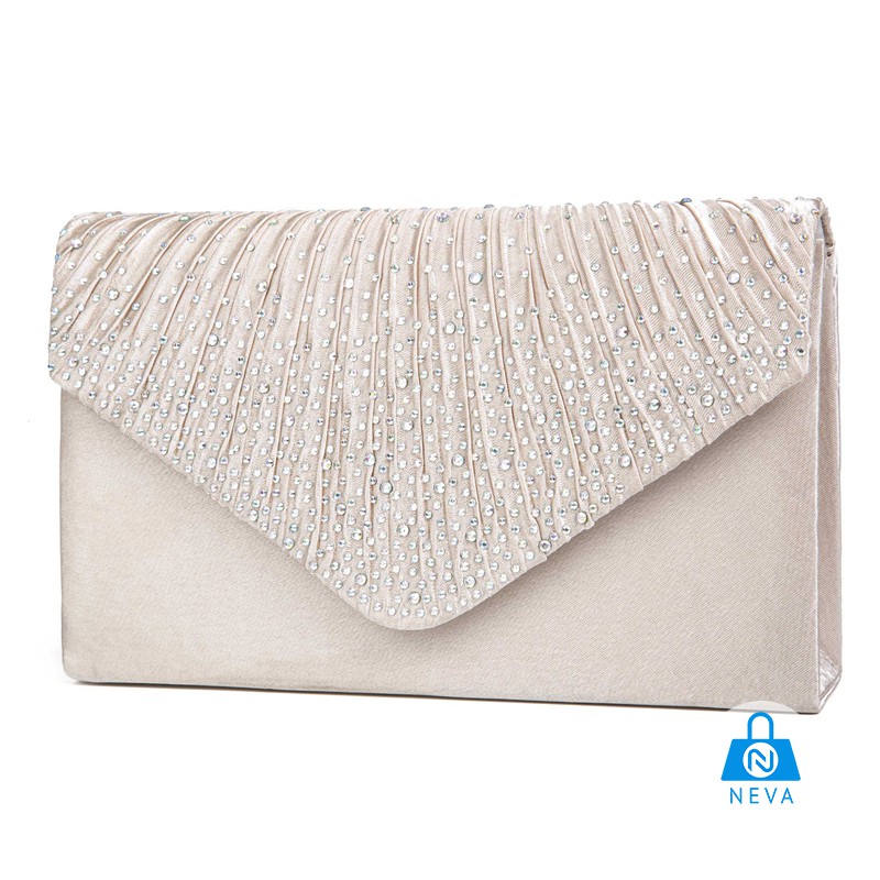 (GIÁ SỐC) Clutch Nữ Dự Tiệc Cầm Tay NEVA8401 Đính Đá Óng Ánh Sành Điệu