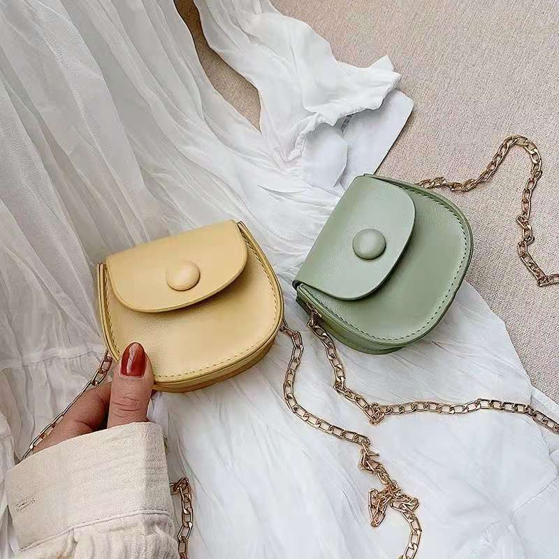 Túi Xách Đeo Vai Da Cỡ Nhỏ Phối Dây Xích Thời Trang Hàn Quốc Dành Cho Nữ
