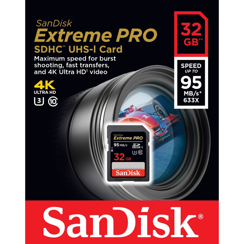 Thẻ nhớ SDHC SanDisk Extreme PRO V30 U3 32GB Class 10 UHS-I 95MB/s (SDSDXXG-032G-GN4IN)