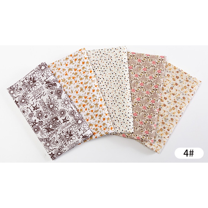 Set 5 Tấm Vải Cotton LÀM DIY Họa Tiết Hoa NGẪU NHIÊN Tự May Vá Đồ Thủ Công-  BÁCH HÓA NA NA