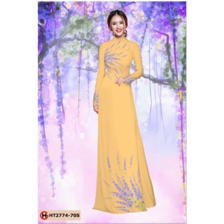 Vải áo dài hoa lavender