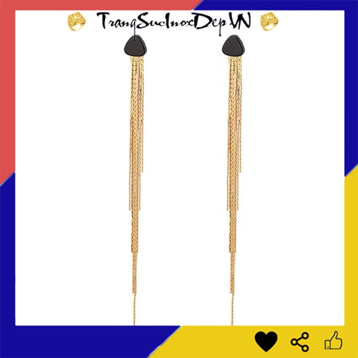 Bông tai nữ rớt tua phong cách Hàn Quốc màu vàng sang trọng, quý phái thích hợp đi dự tiệc (số lượng 1 đôi)