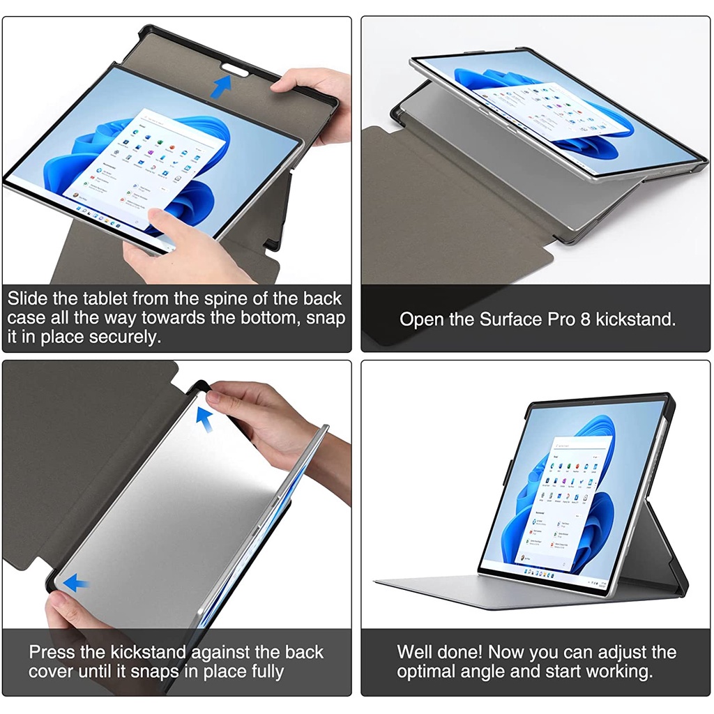 Ốp điện thoại dành cho máy tính bảng Surface Pro 8 bằng da PU mỏng nhẹ