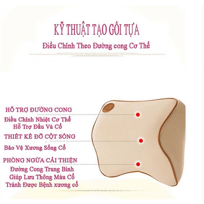 Bộ tựa đầu và tựa lưng cao su non nguyên khối - gối tựa đầu tựa lưng trên ô tô hàng cao cấp êm ái, không xẹp lún