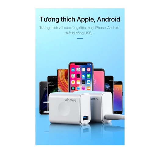 Củ sạc nhanh 18w iPhone Android tybe c cóc sạc nhanh vivan DQ01U