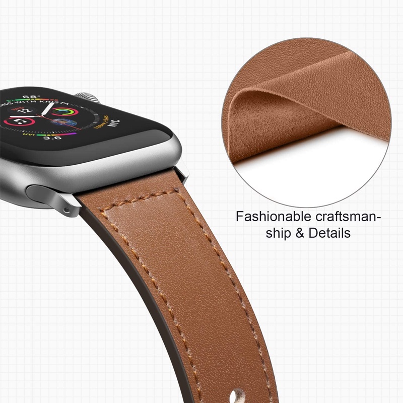 Dây đeo đồng hồ thông minh bằng da bò thích hợp cho Apple Watch 6 SE 5 4 3 42Mm 38Mm 44mm 40Mm Iwatch 6 SE 5 4