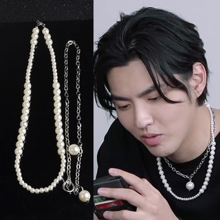 Dây chuyền Ngô Diệc Phàm nhiều lớp chuỗi ngọc thời trang cá tính phong cách Hàn Quốc