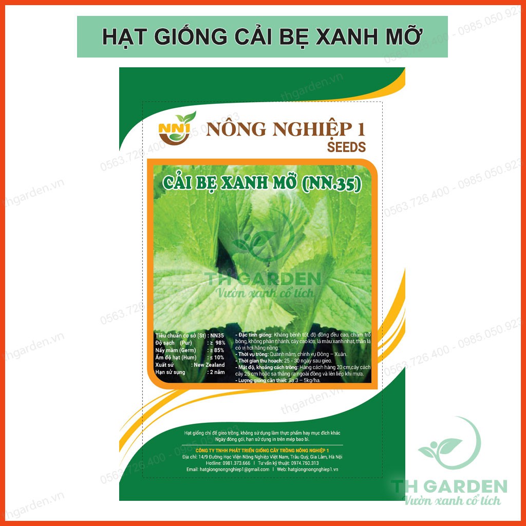 Hạt Giống Cải Bẹ Xanh Mỡ- Cao Sản Gói 20gr