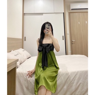 Váy lụa 2 dây ngực nơ