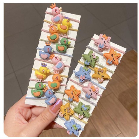 [ SIÊU CUTE - SIÊU DỄ THƯƠNG ] Vỉ 10 Dây Buộc Tóc Cho Bé Gái Hoạt Hình Đáng Yêu