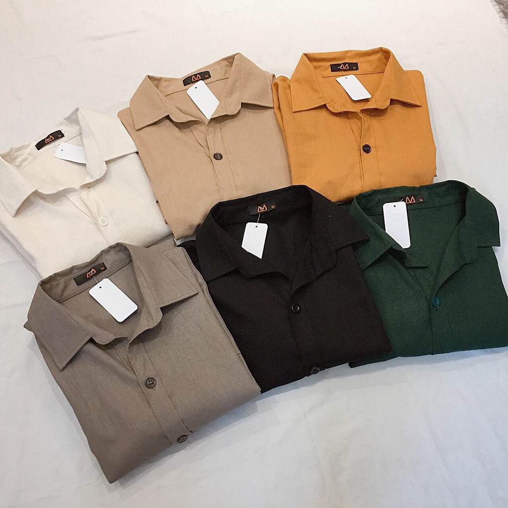Áo sơ mi nam, unisex oversize, form boxy, chất liệu linen thấm hút mồ hôi