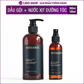 Dầu gội bưởi & bồ kết herbario 300ml + Xịt Bưởi Pomelo và bồ kết herbario 100ml Giảm tóc gãy rụng