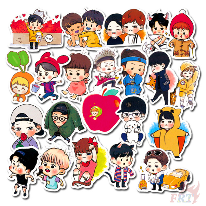 100Pcs/Set ❉ EXO Series 05 Q Character Stickers ❉ KPOP Superstar DIY Fashion Luggage Laptop Skateboard Decals Doodle Stickers
