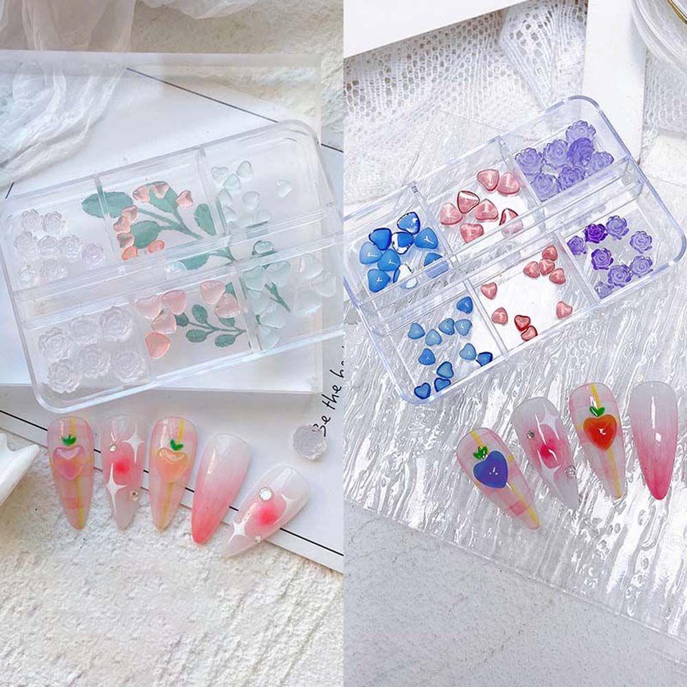 JARRED Hộp 6 Ngăn Đựng Phụ Kiện Trang Trí Móng Tay Nghệ Thuật