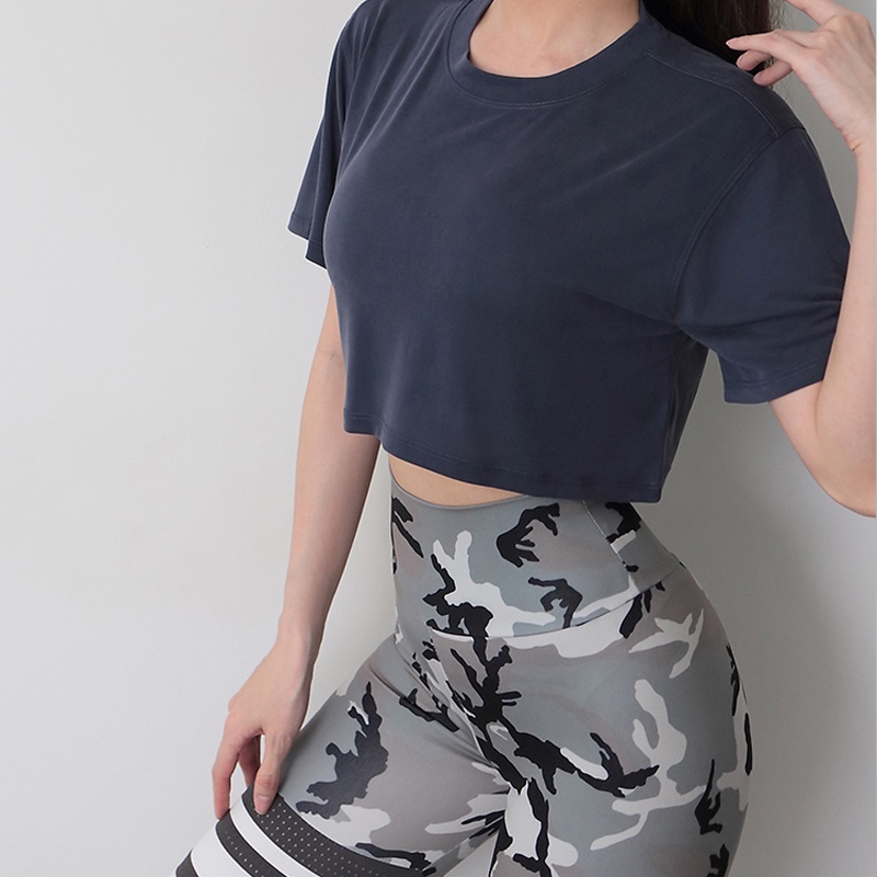 Áo thun thể thao ANRAN tay ngắn dáng rộng quyến rũ trẻ trung thời trang dành cho nữ