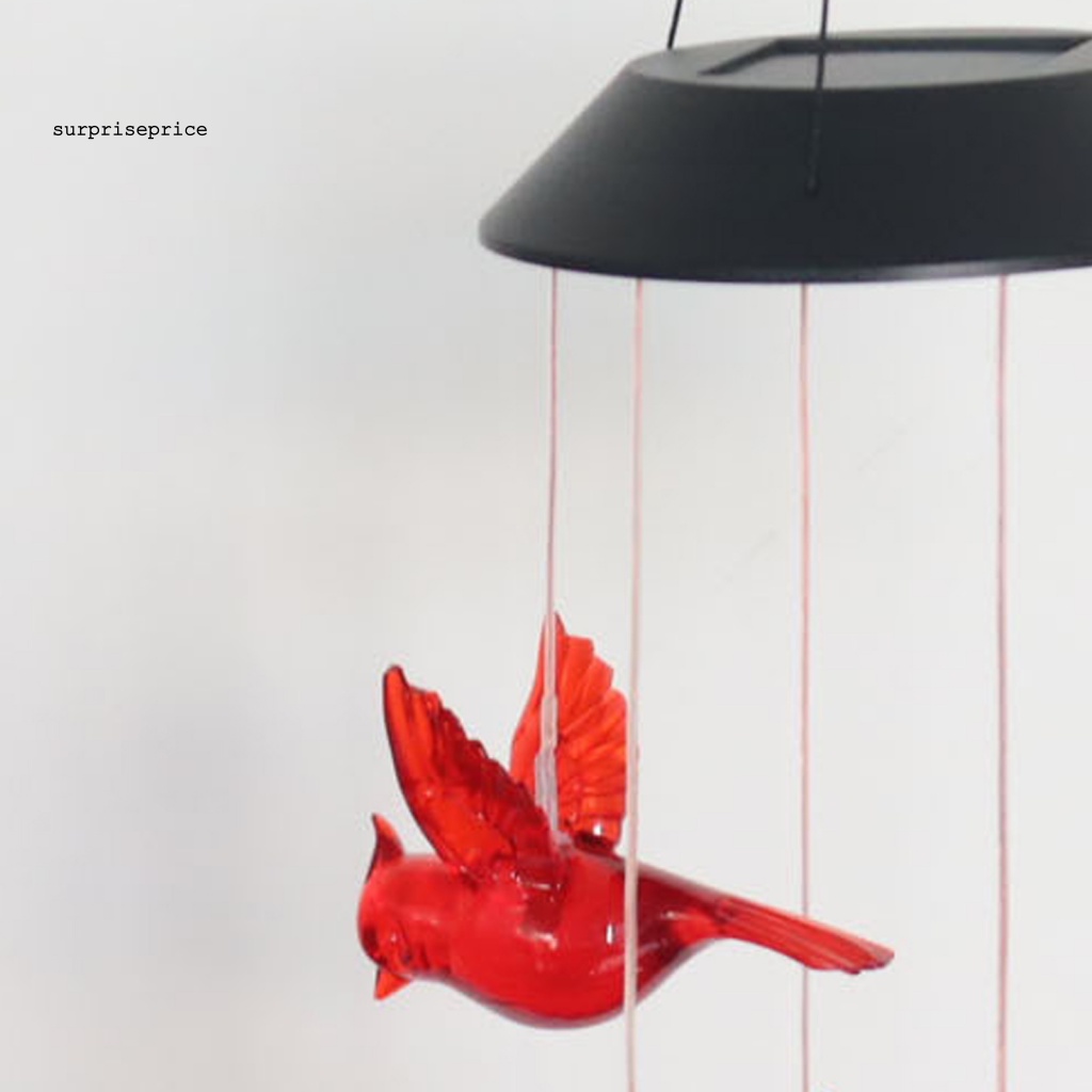 Chuông Gió Có Đèn LED Năng Lượng Mặt Trời Hình Chú Chim Độc Đáo Trang Trí Nhà Cửa / SPA