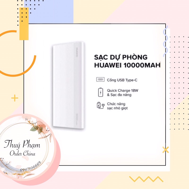 Pin sạc dự phòng Huawei 10000mAh Type C 18W chính hãng