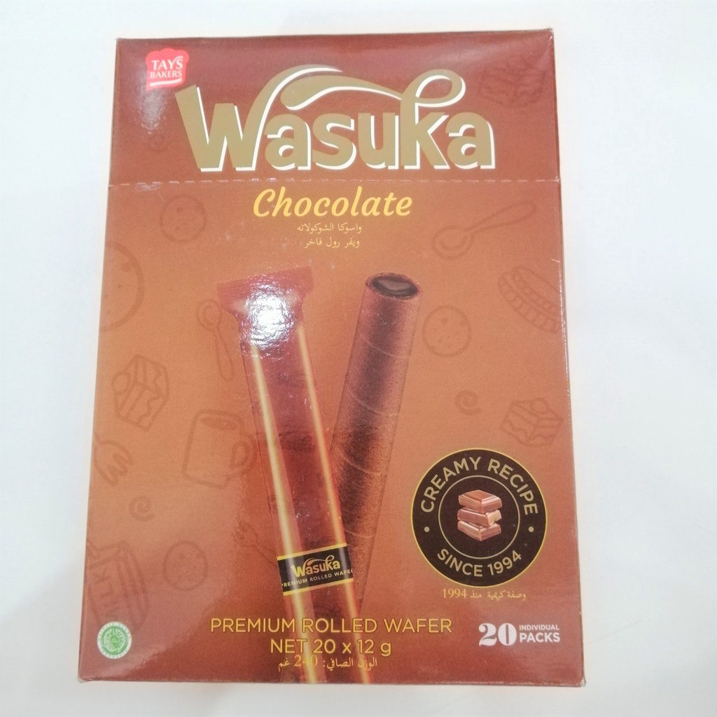 Bánh Quế Wasuka Premium Rolled Wafer Vị Sôcôla Chocolate (Hộp 240g)