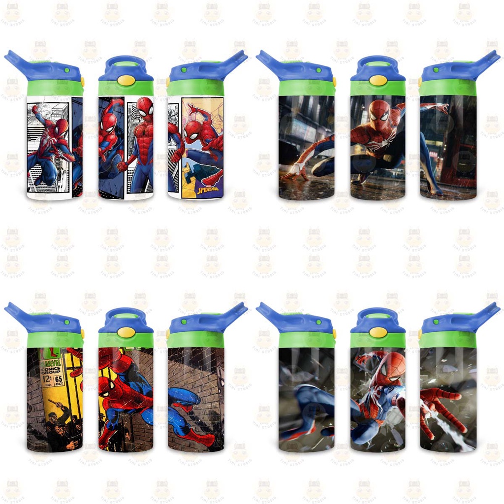 Bình Uống Nước Giữ Nhiệt Cho Bé Có Ống Hút Hình Spiderman Người Nhện - Tỉ Mỉ Studio - Mã 0707KT02