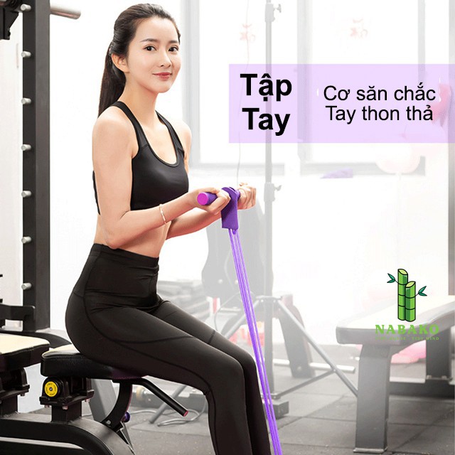 Dây Tập Gym Đa Năng Ngũ Sắc Đàn Hồi Tập Thể Dục 5 nhóm cơ Mông, Bụng, Vai, Ngực, Chân 4 dây