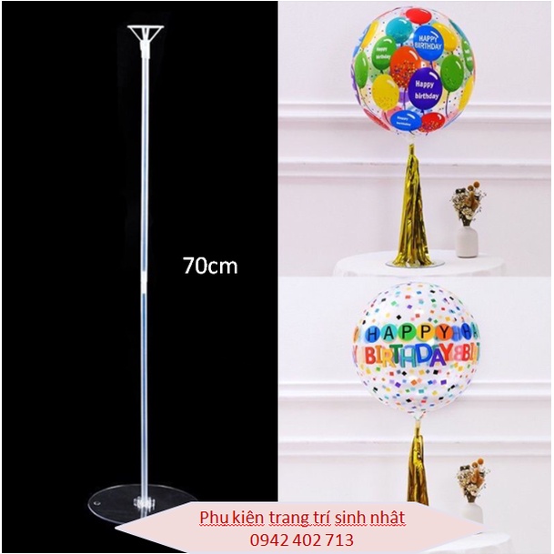 Set Bong bóng 4D trong in hình và Trụ bóng mika 1 nhánh 70cm gắn bóng jumbo Bobo 4D phụ kiện trang trí sinh nhật sự kiện