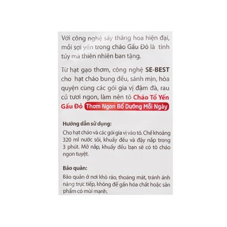 CHÁO TỔ YẾN GẤU ĐỎ 50G